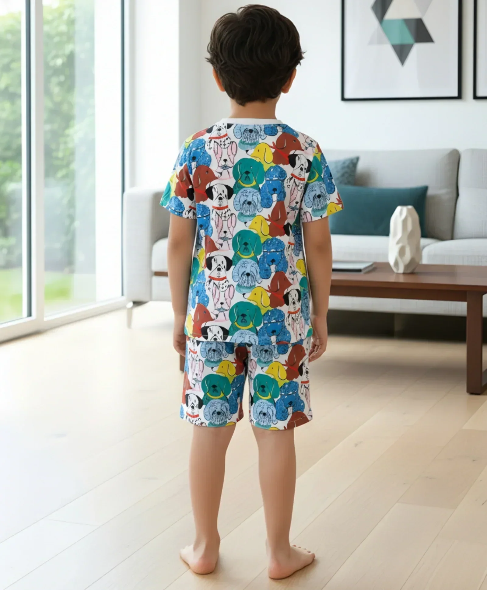 DOGS PRINT SLEEPWEAR SHORT SET - WHITE - Image 3