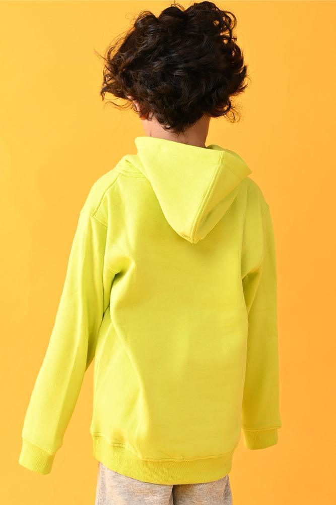 FOOTBALL FLEECE HOODIE -  LIME GREEN - Image 4