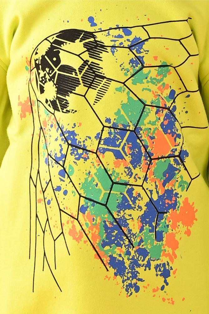 FOOTBALL FLEECE HOODIE -  LIME GREEN - Image 5