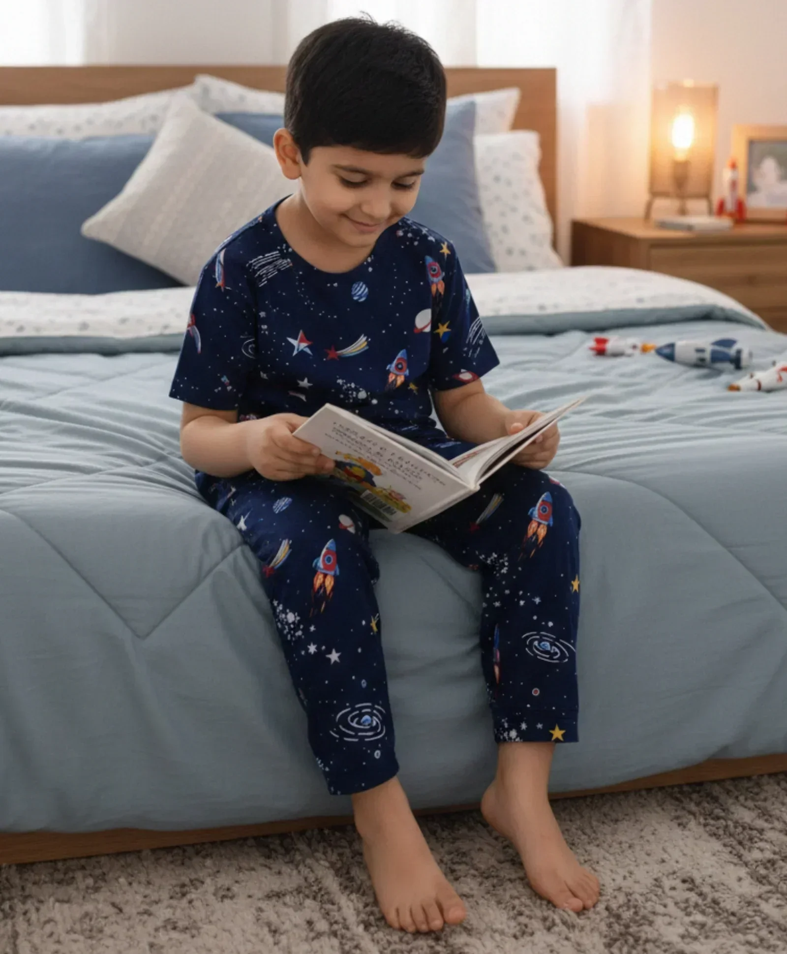 SOLAR DREAMS SHORT SLEEVE PYJAMA SET - BLUE - Image 6