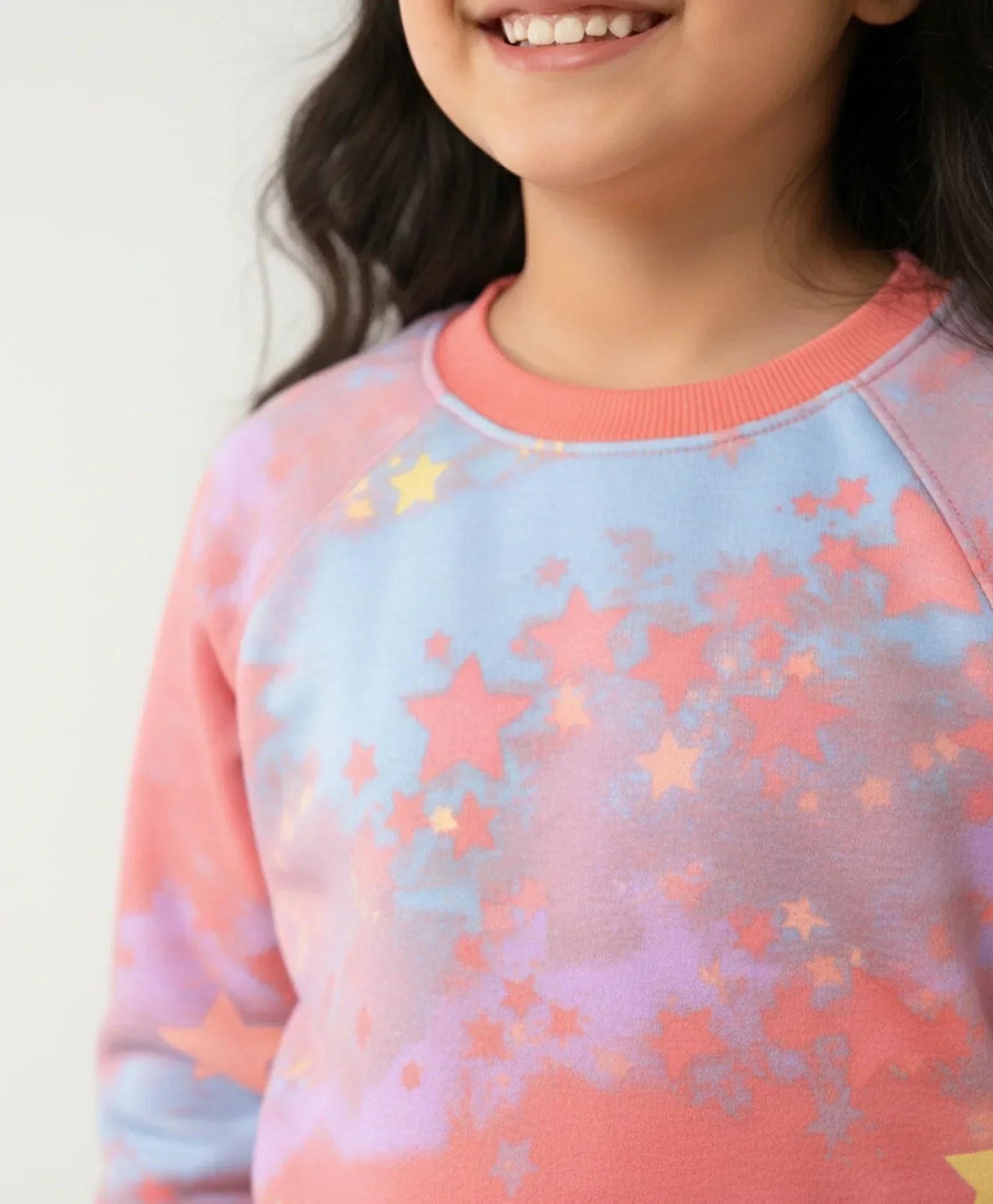 TIE DYE STAR FLEECE SWEATSHIRT JOGGER SET D - PINK - Image 4