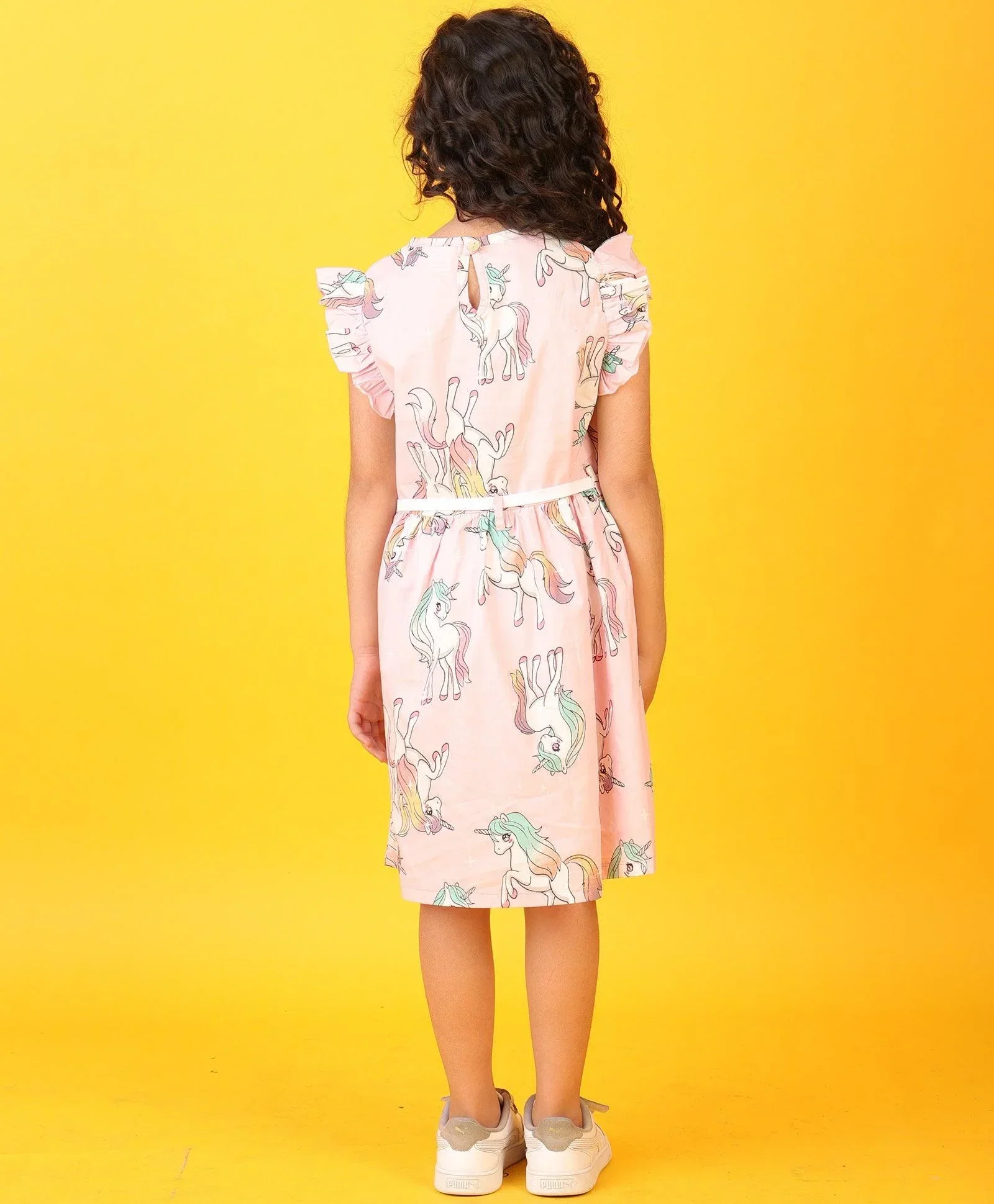 UNICORN STAR PINK FRILL DRESS- PINK WOVEN - Image 3